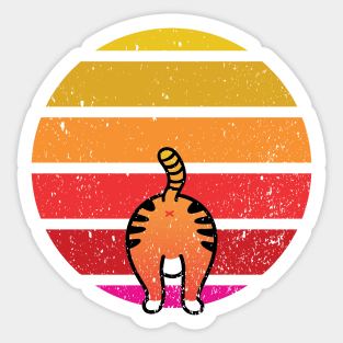 Funny retro cat and sunset Sticker